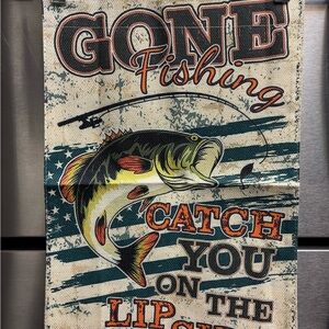F10-2 Gone Fishing Garden Flag NWOT